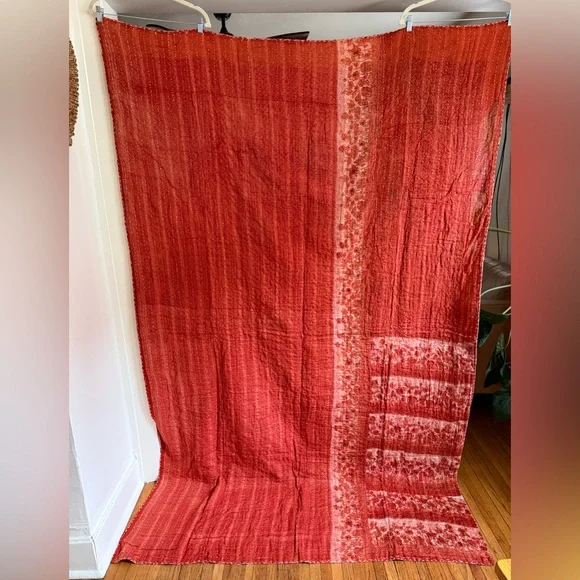 Vintage kantha quilt, twin cotton throw, boho beach blanket - Picture 3 of 4